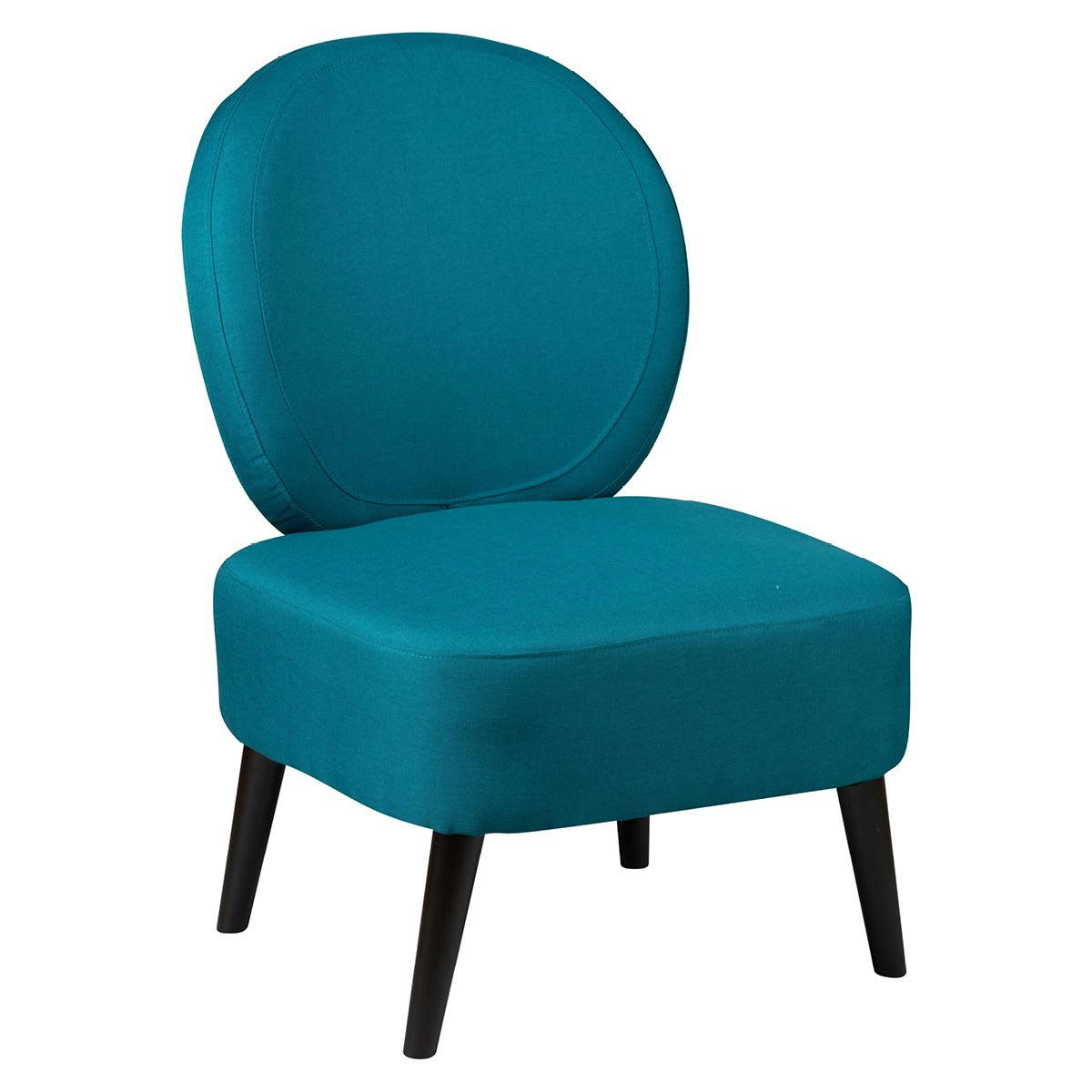 SKALAN - Fauteuil  crapaud tissu coloris bleu canard