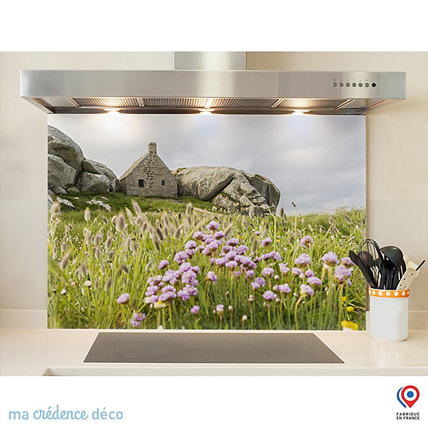 Crédence cuisine fond de hotte Kerlouan Meneham - Verre trempé - L 60 cm x H 45 cm - MaCrédenceDéco