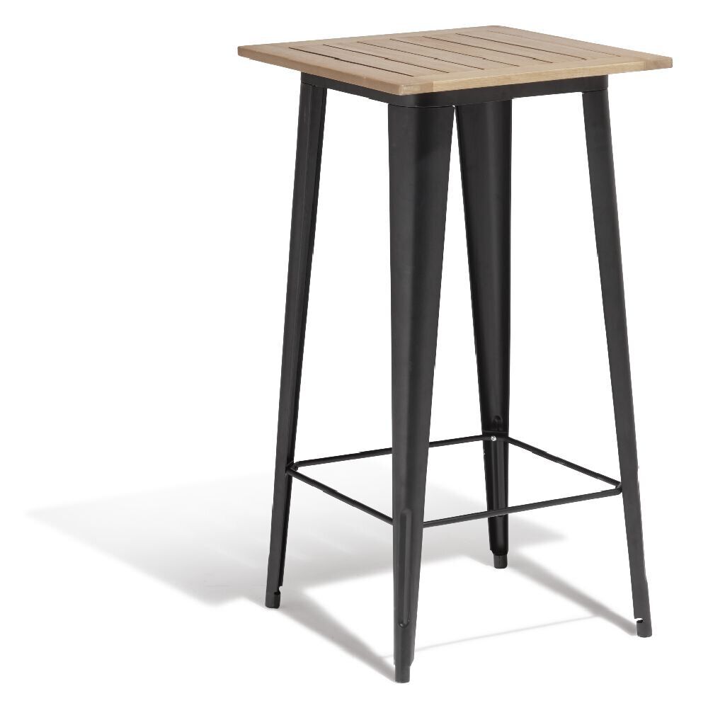 Table haute de jardin Fabrik métal noir et acacia 60x60xH112 cm