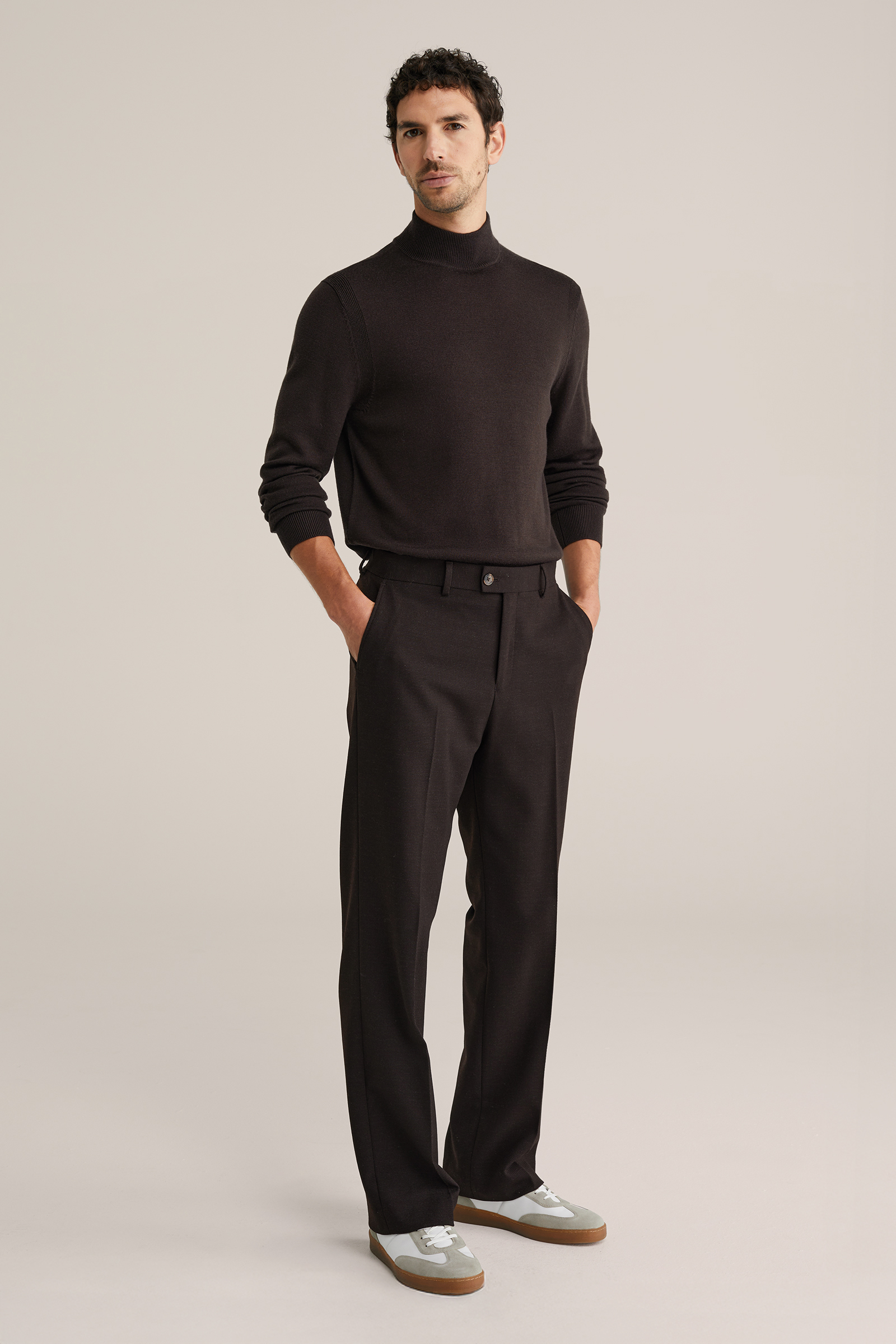 Heren slim fit trui van merinowol