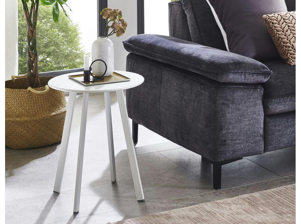 ALDO - Table basse ronde en métal 42cm - Blanc