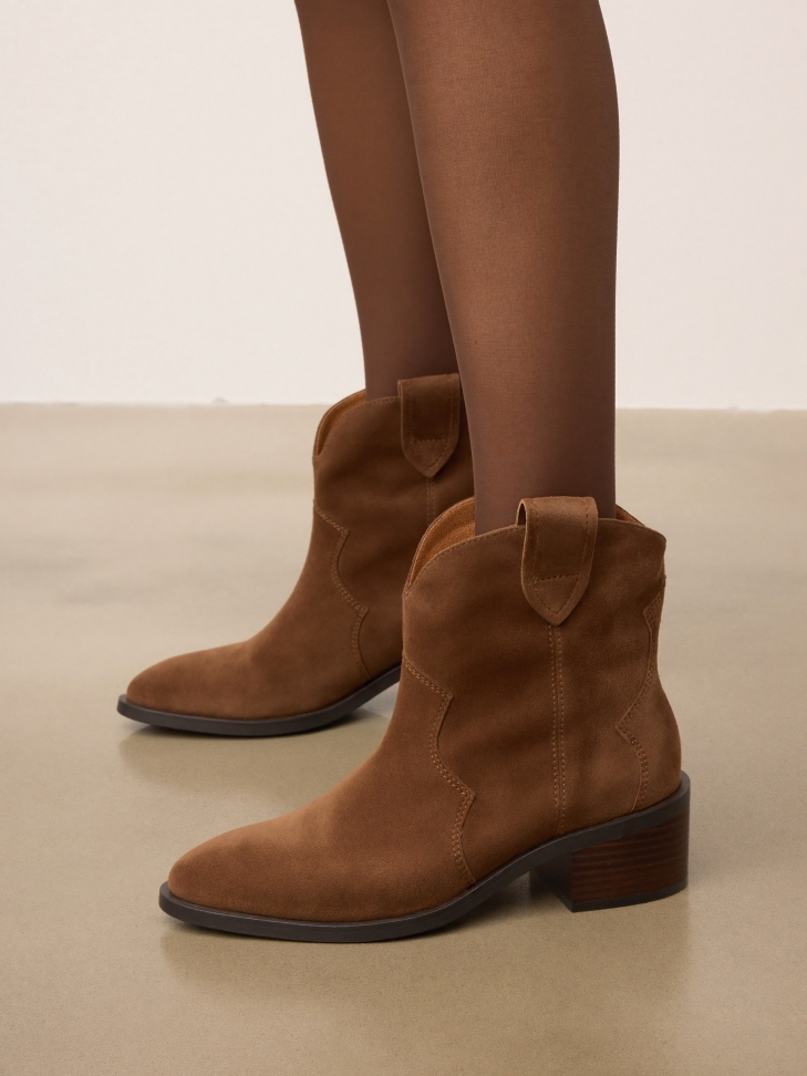 Brown suede cowboy style boots