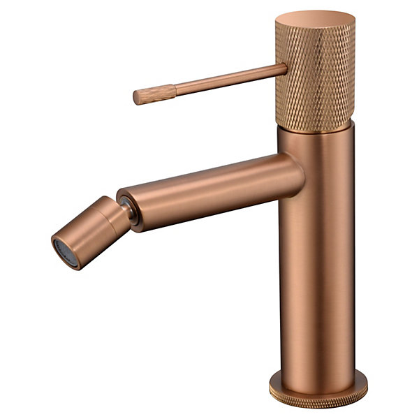 Mitigeur bidet monocommande en laiton finition or rose brosse avec cartouche ceramique