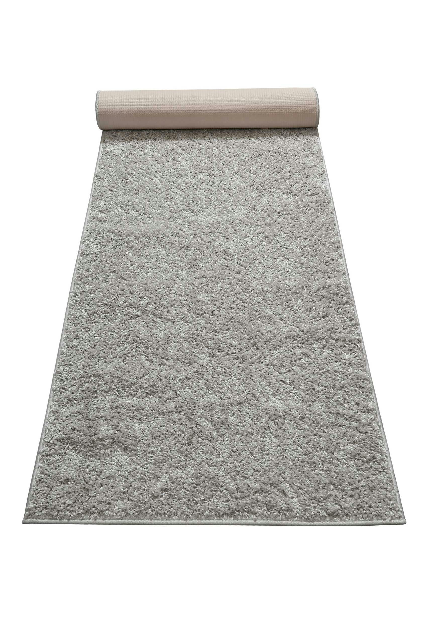 #WHISPER SHAG - Tapis de couloir poils longs effet bouclette gris clair 80x400