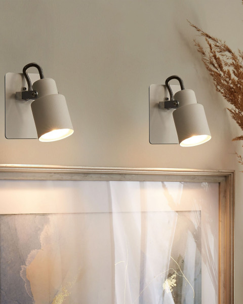 Zestaw 2 lamp ściennych metalowych biały