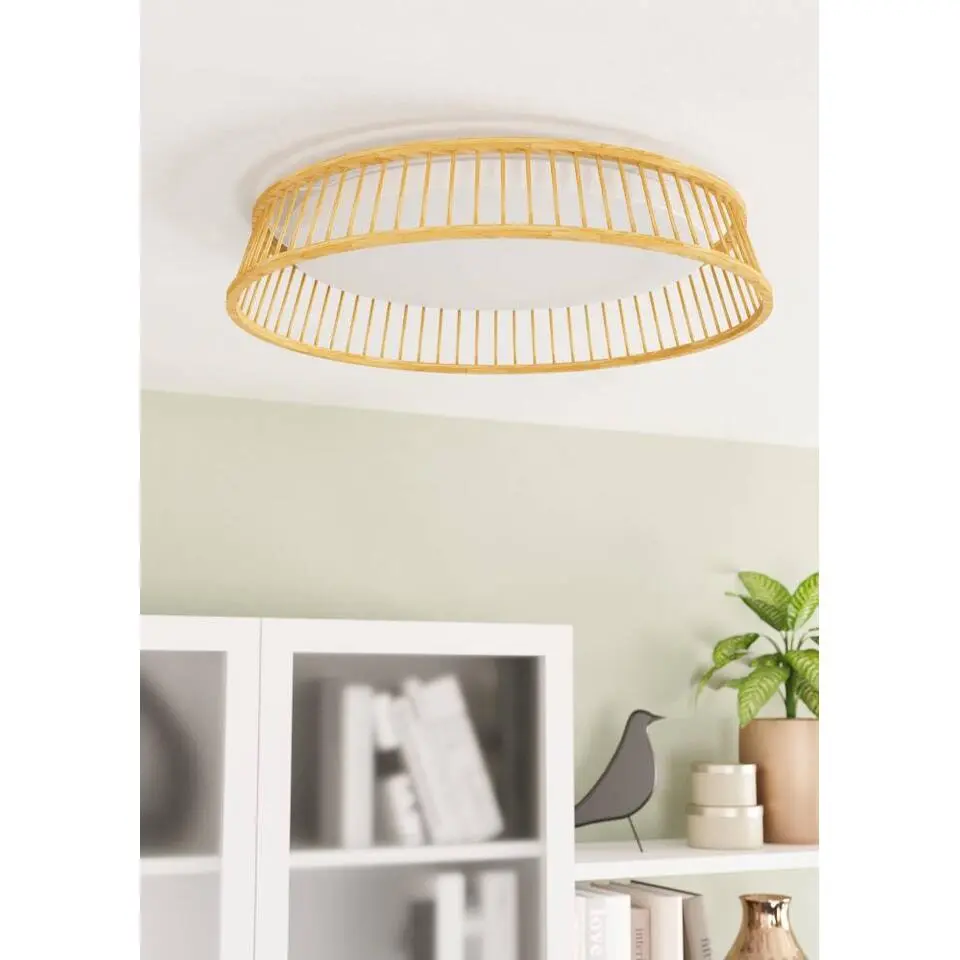 EGLO Luppineria Plafondlamp - LED - &Oslash; 45 cm - Bruin/Wit - Hout