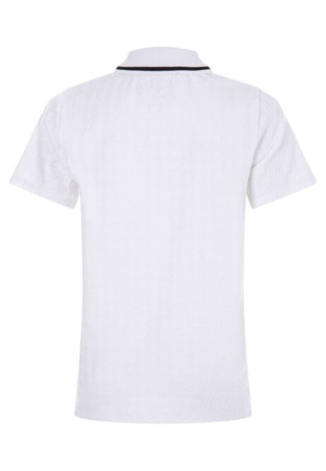 Older Boys White Houndstooth Polo Shirt