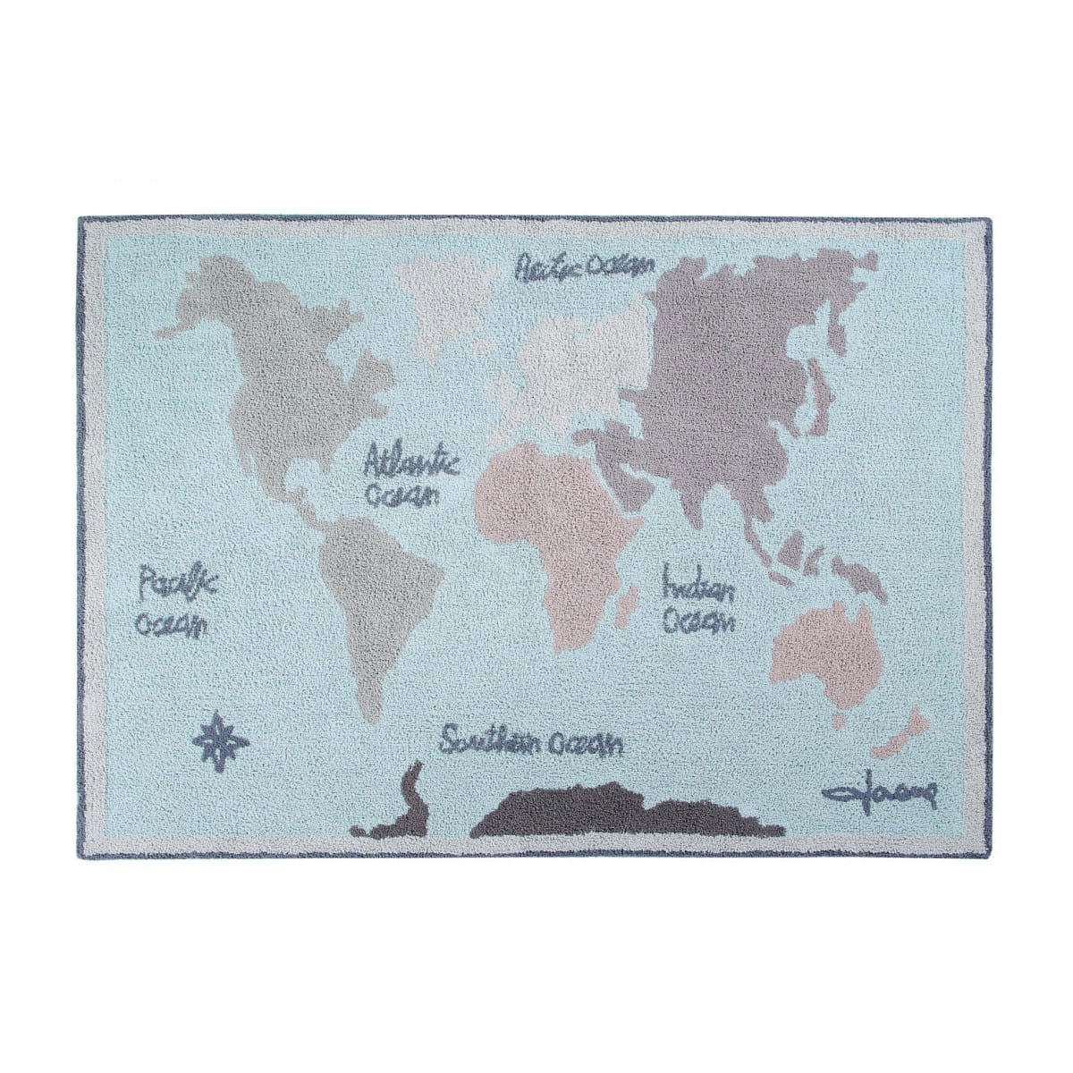MONDE - Tapis lavable carte du monde (140 x 200 cm)