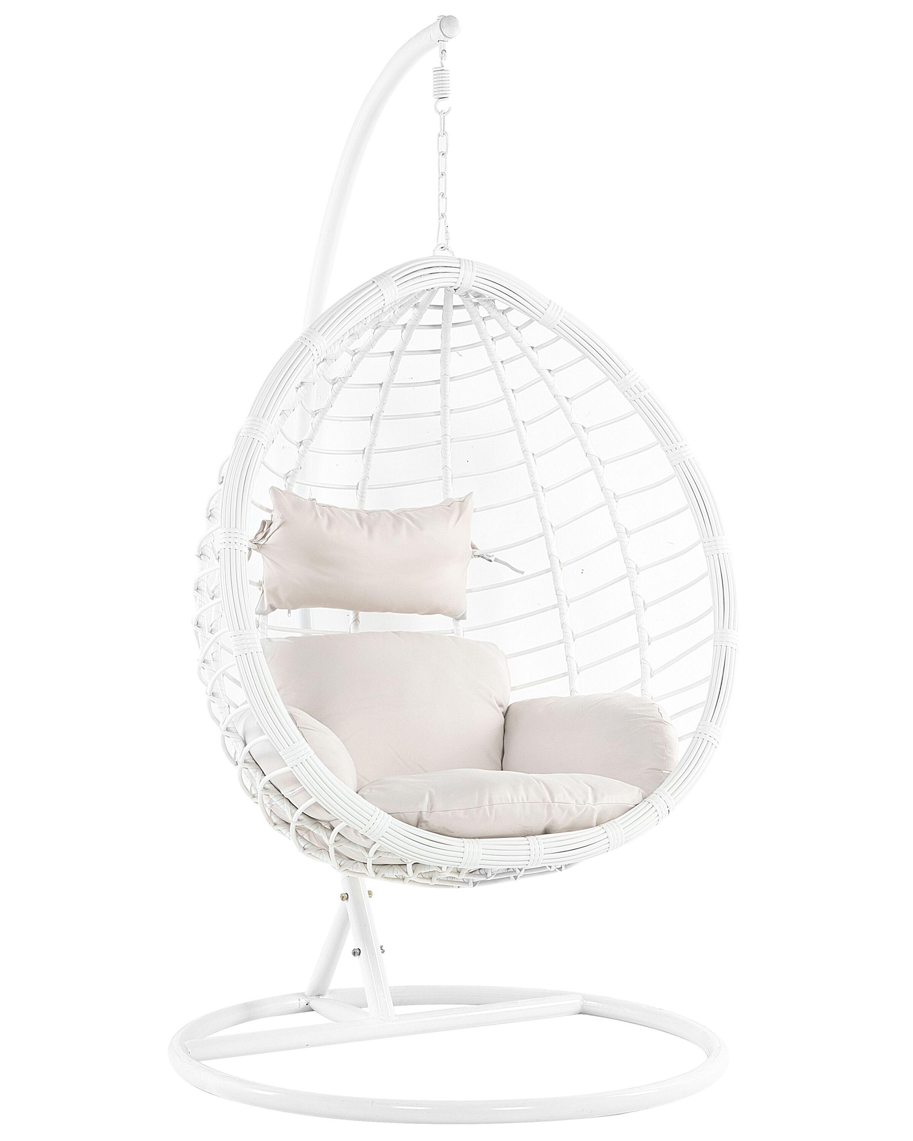Hanging Chair with Stand FANO PE Rattan White