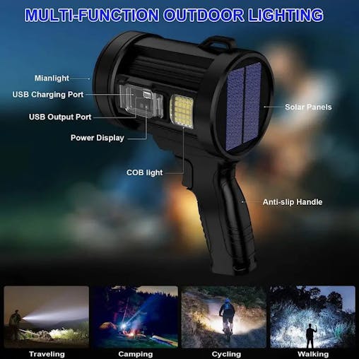 NNETM Ultra Bright Rechargeable Spotlight Flashlight with Color Filters - Perfect for Camping