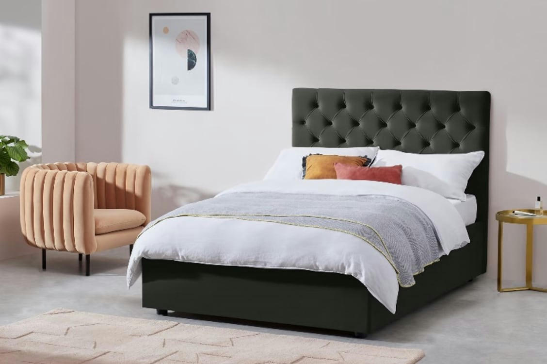 SKYE - Lit coffre   gris     180x200