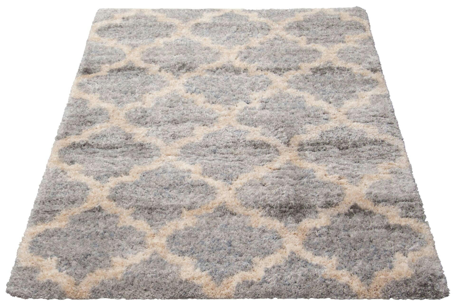 Annica Rectangular Geometric Patterned Polypropylene Shag Indoor Area Rug, 7.10-ft x 10.2-ft
