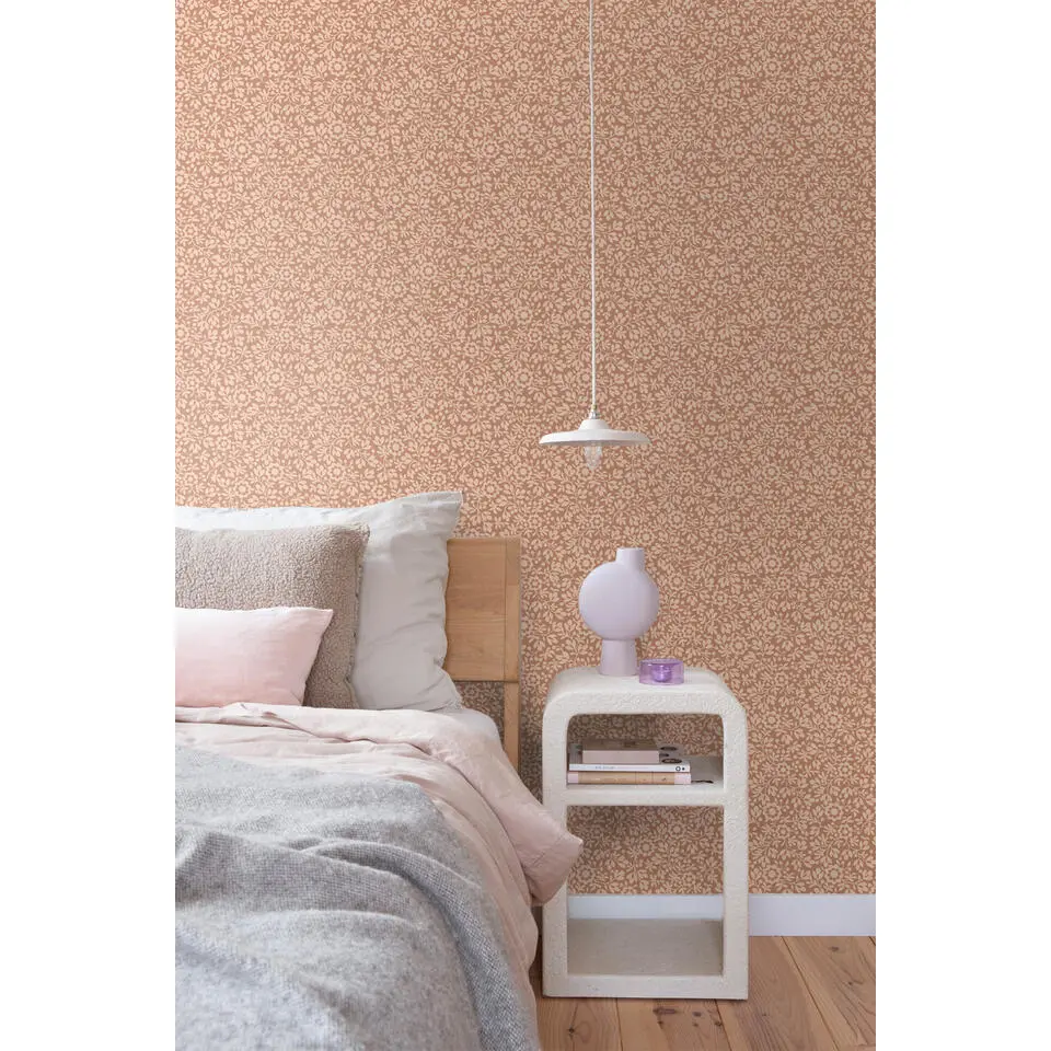 ESTAhome behang bloemetjes licht terracotta - 50 x 900 cm