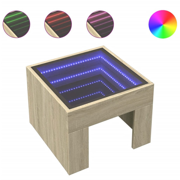 Szafka Nocna Stolik Komoda Brązowa z LED Do Sypialni 40x40x30 cm