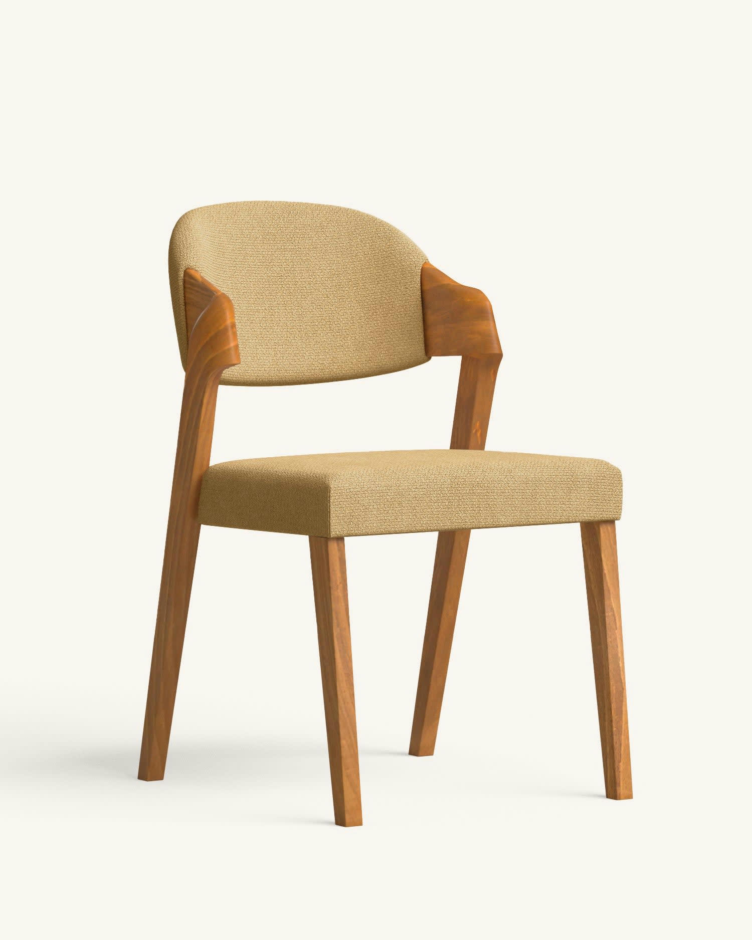 CELA - 2 Chaises en tissu recyclé fabriqué à la main en couleur moutarde