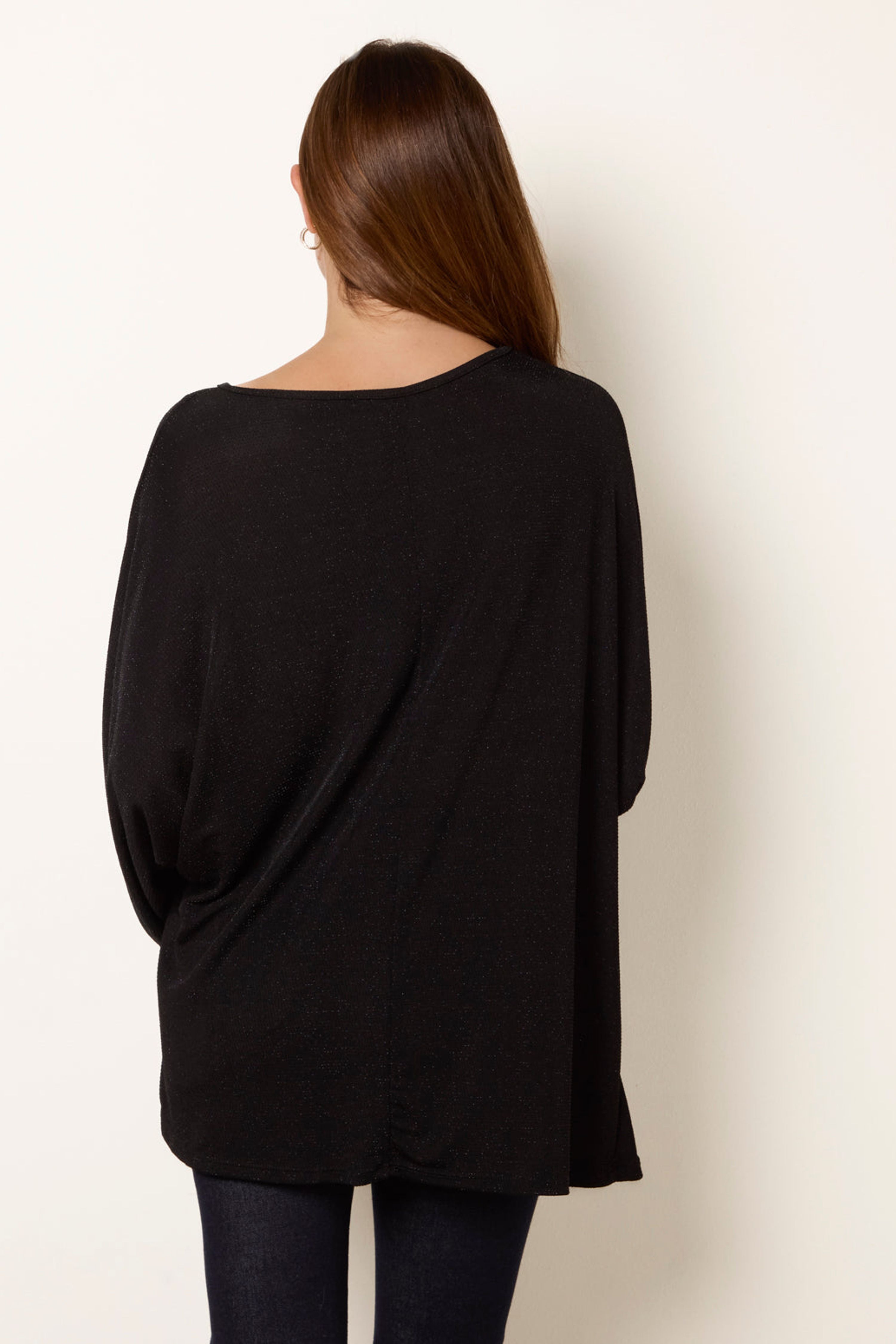 Blue Vanilla Black Buckle Metallic Top
