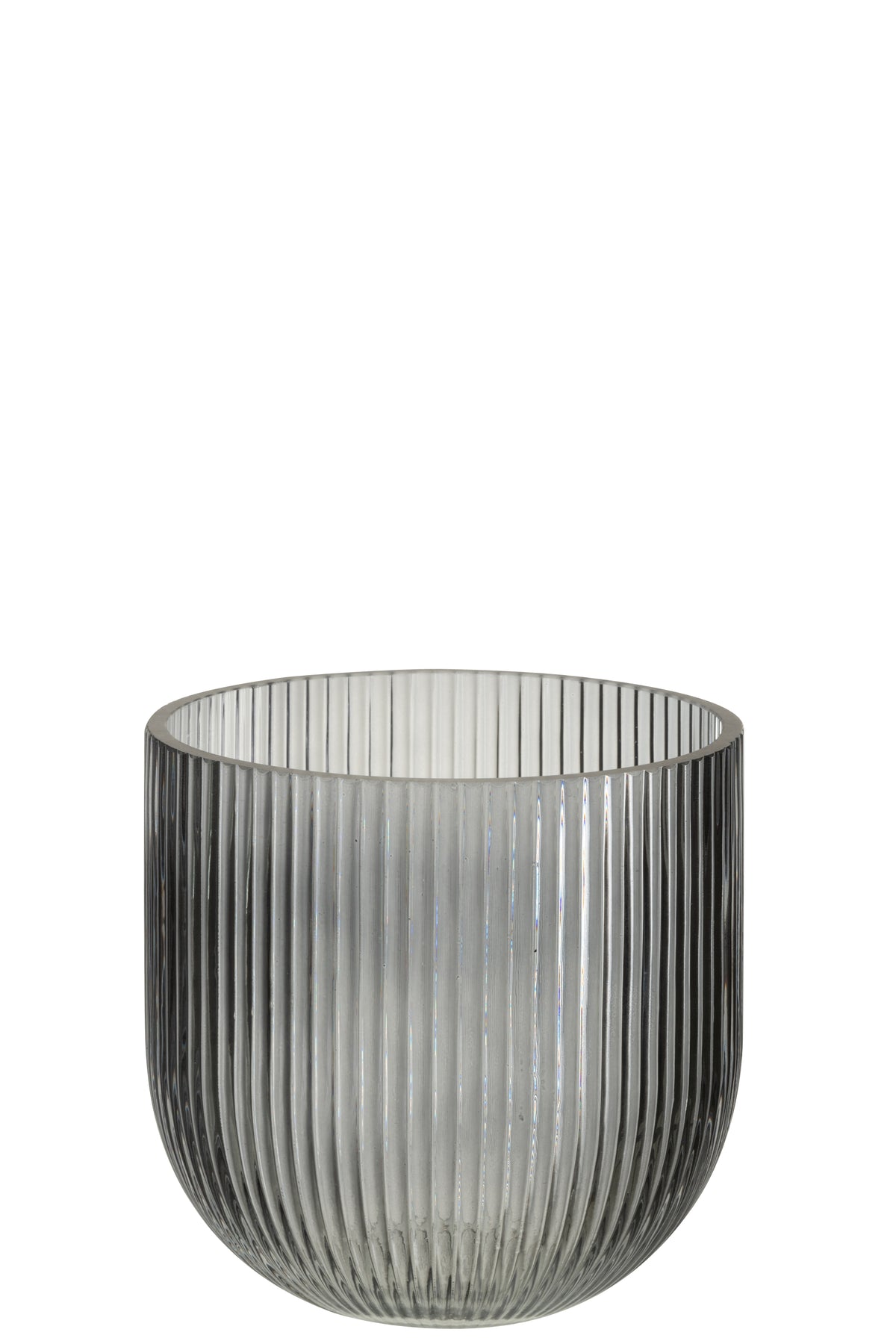 J-Line vaas Gestreept - glas - zwart - small