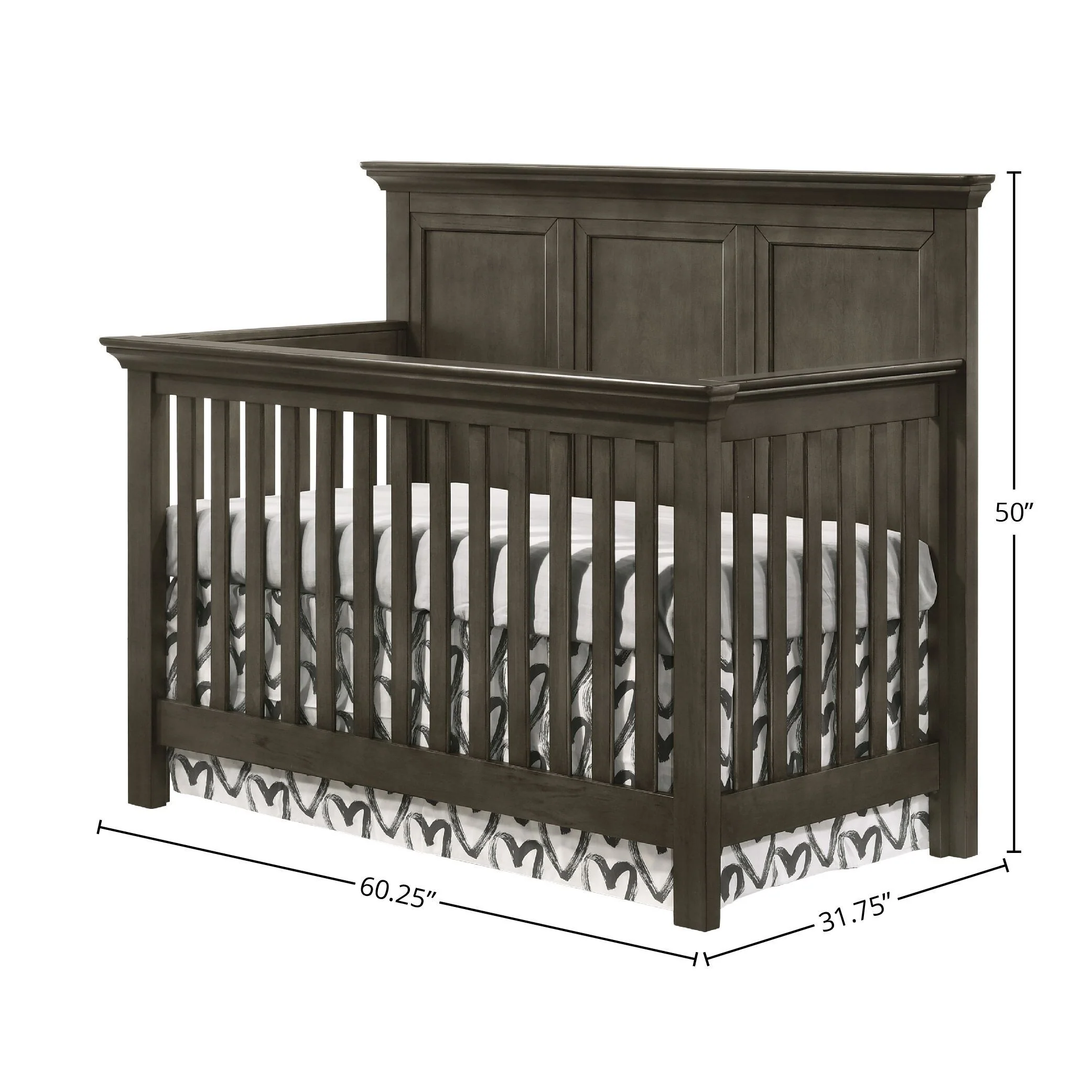 Nursery 60 Wide Convertible Crib, Gray