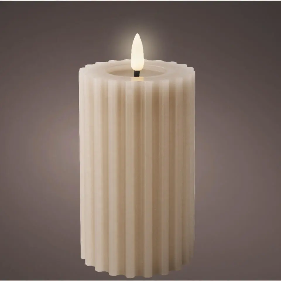 Lumineo LED kaars/stompkaars - lichtgrijs - D7,5 x H14,8 cm