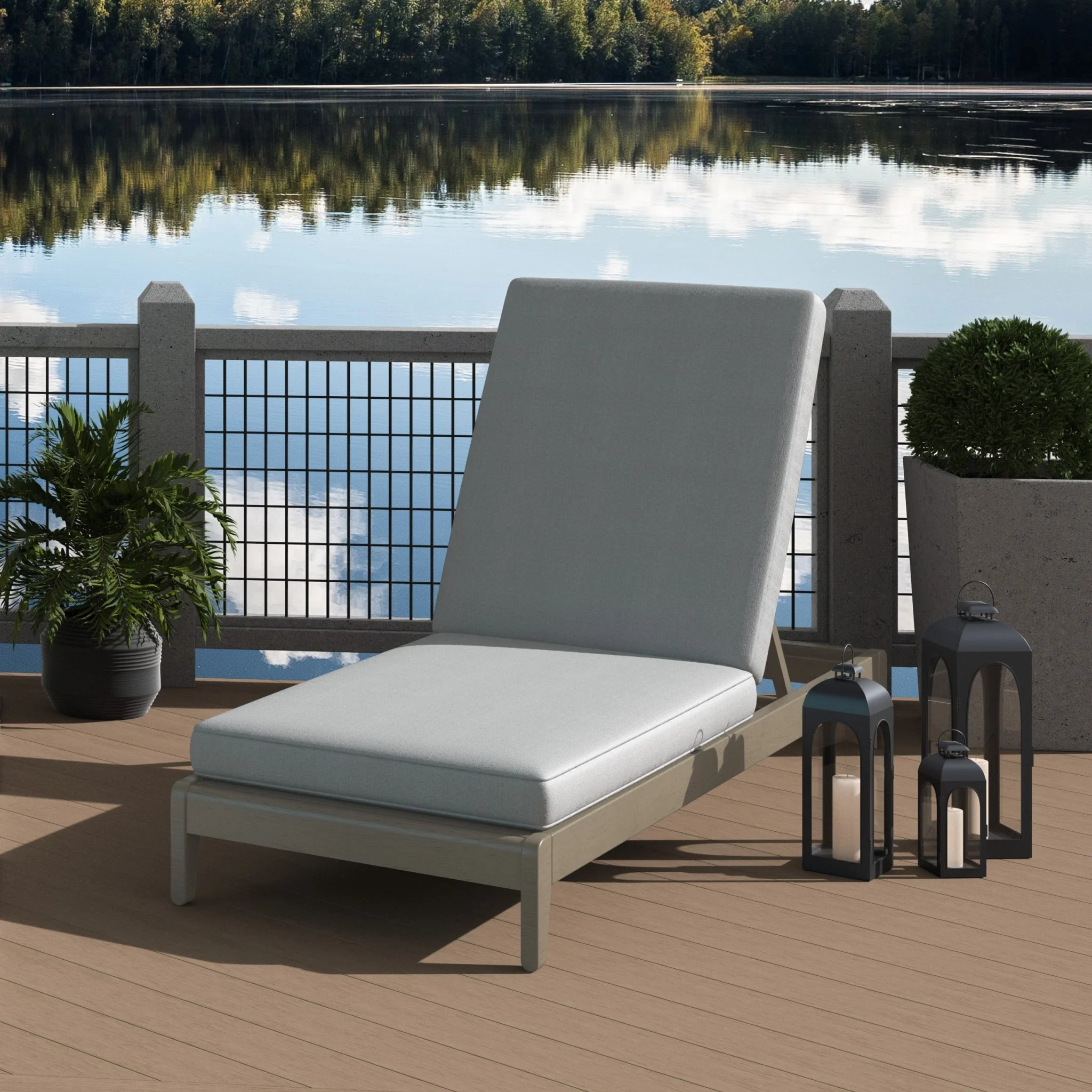 Homestyles Sustain Brown Wood Outdoor Chaise Lounge - 28 x 77 x 12