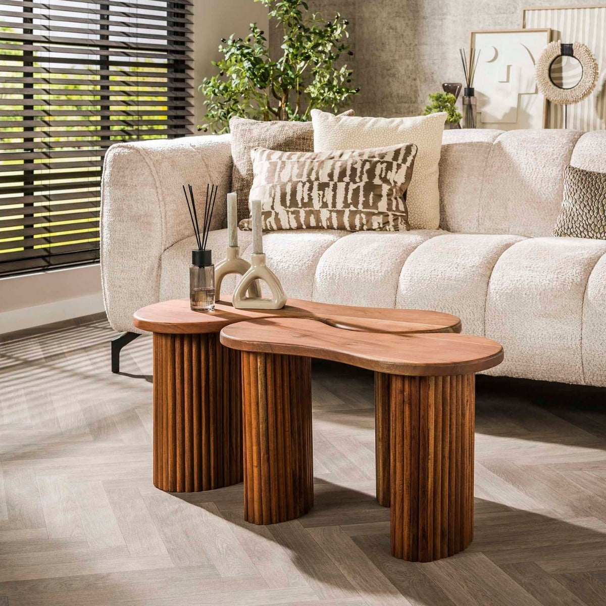 Fraaai - Rio organische salontafel set van 2 - donkerbruin