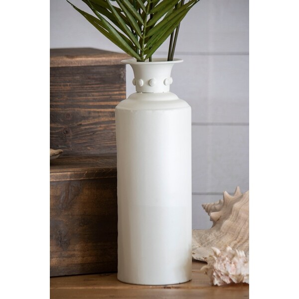 Foreside Home & Garden Matte White Metal Vase with Nail Head Accents