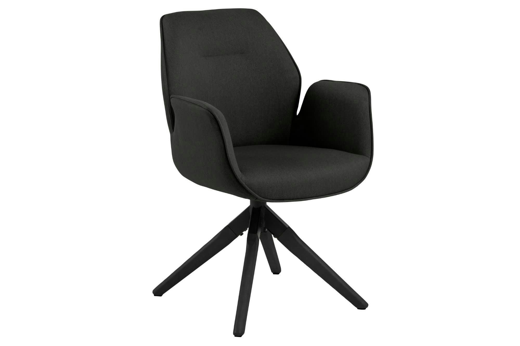 RUBEN - Fauteuil de salle à manger tissu et bois noir