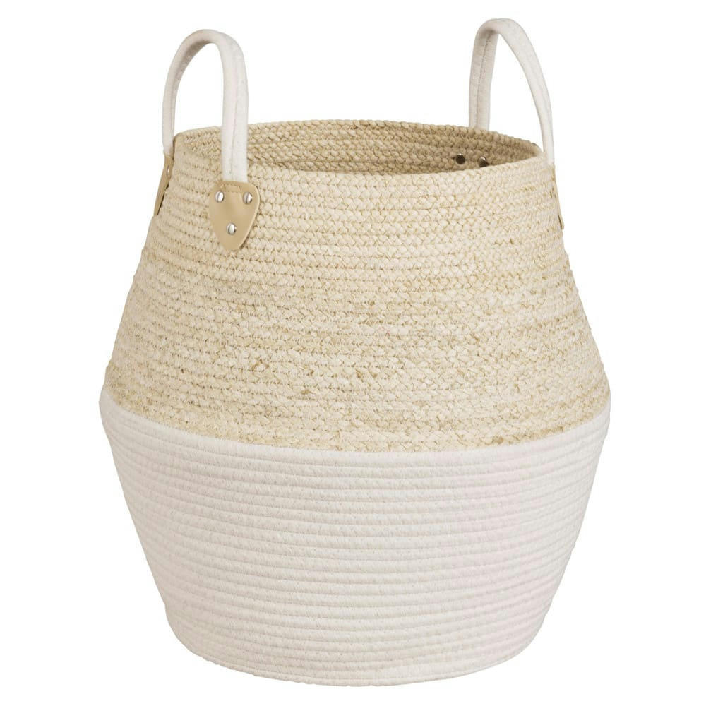 - Panier thaïlandais en coton et fibre de maïs bicolore