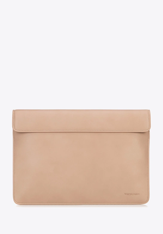 Etui na laptopa 13” z imitacji skóry beżowe