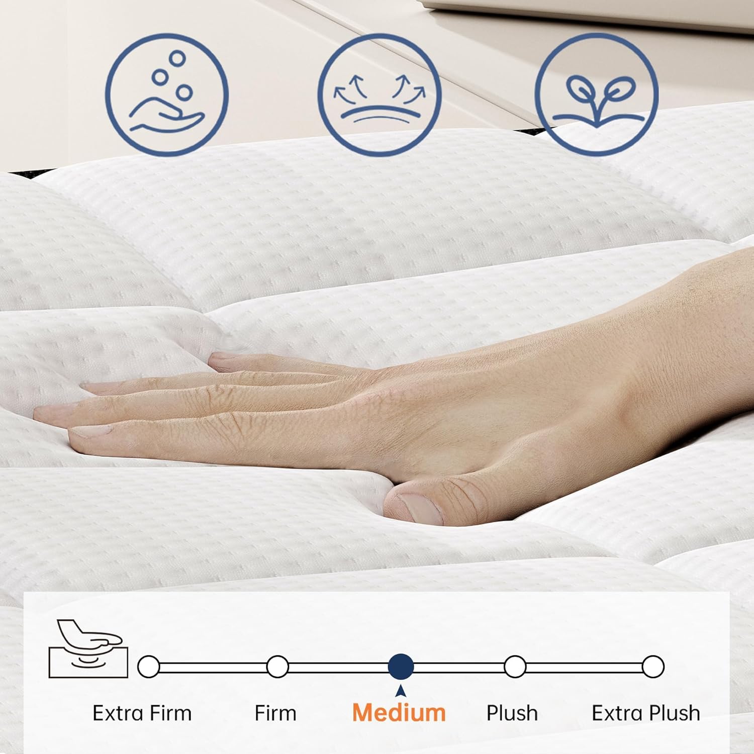 Queen Size Mattresses, 14 Inch Hybrid Queen Mattress in a Box, Medium Firm Memory Foam and Pocket Springs, Strong Edge Support, Pressure Relief