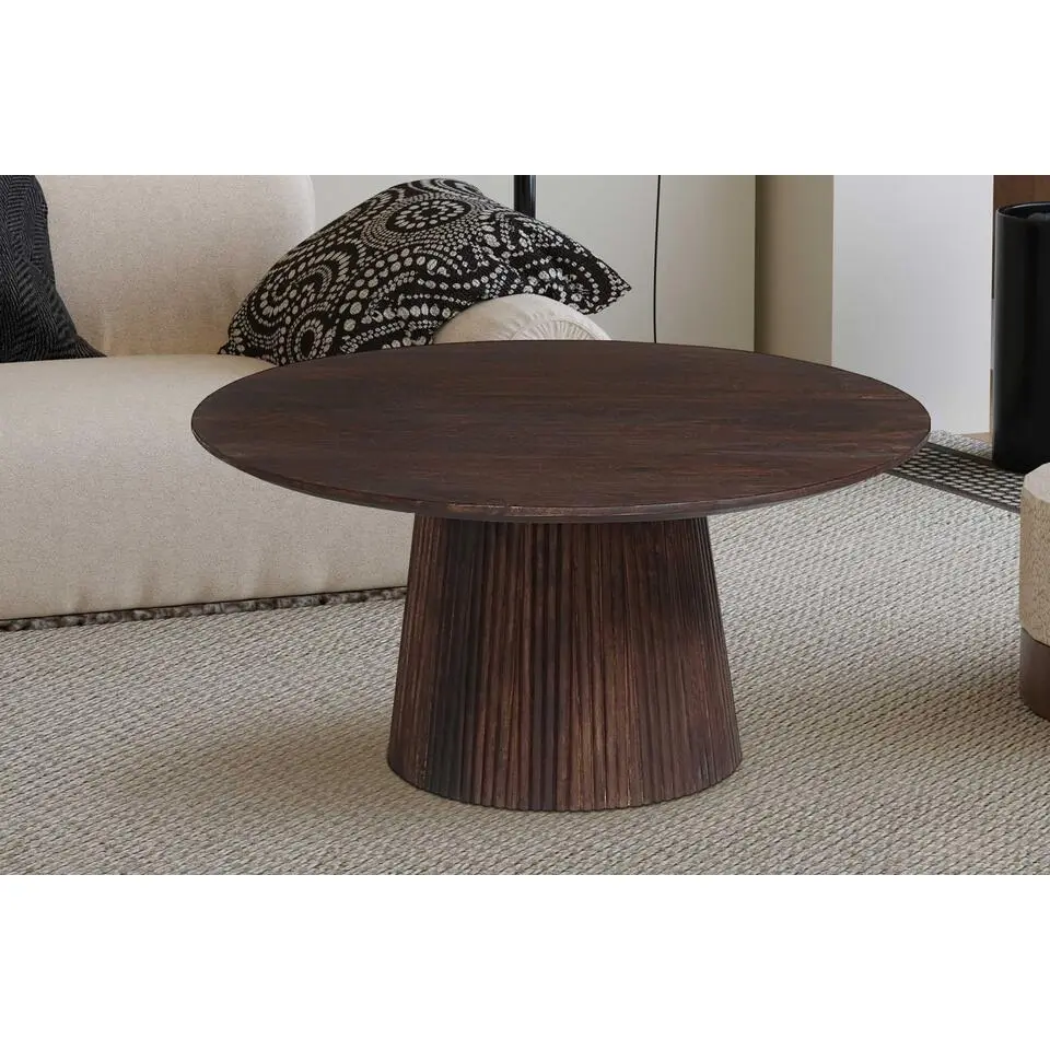 Miguel Ronde Salontafel 80cm donkerbruin