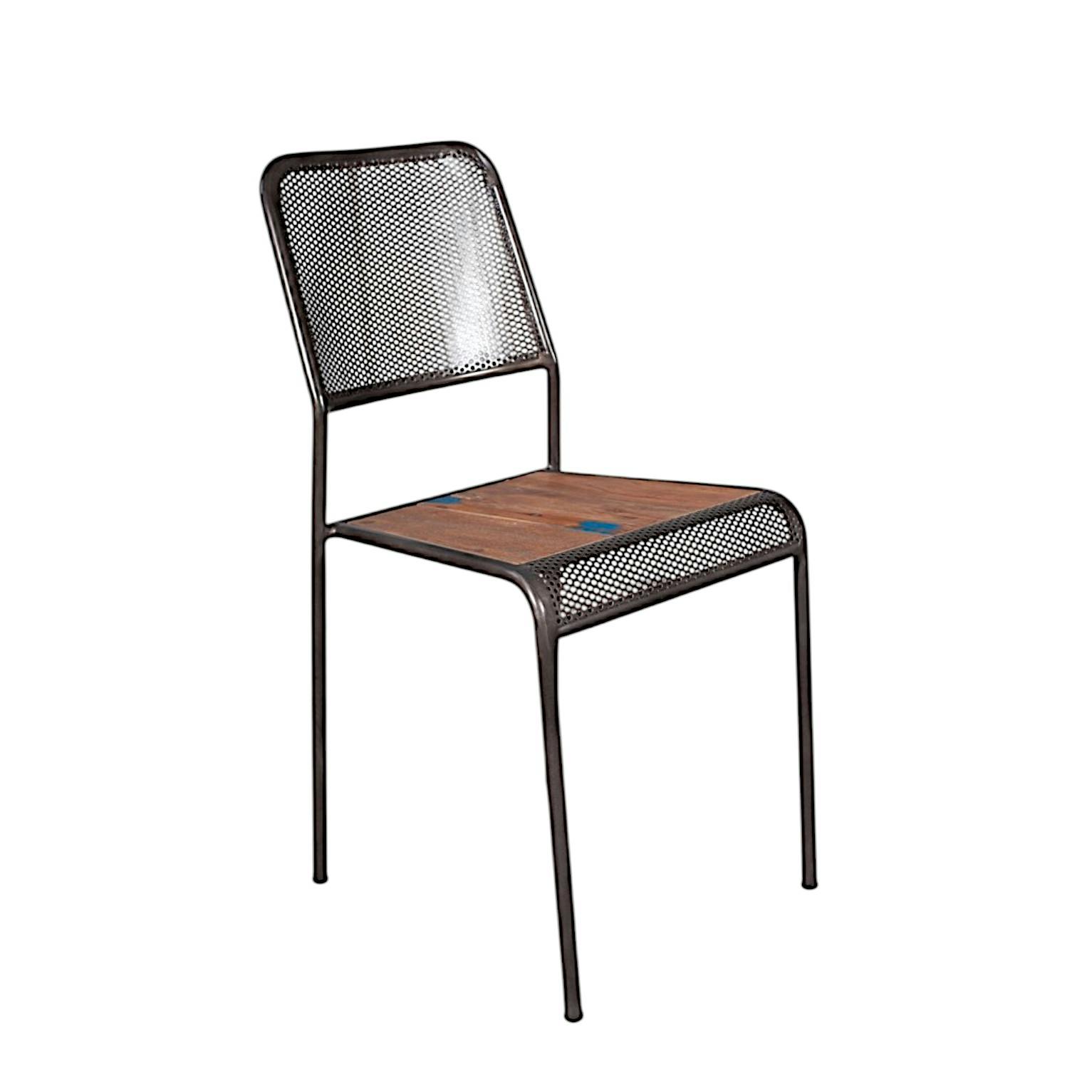 Chaise de repas métal recyclé perforée 40x48x88cm CARAVELLE