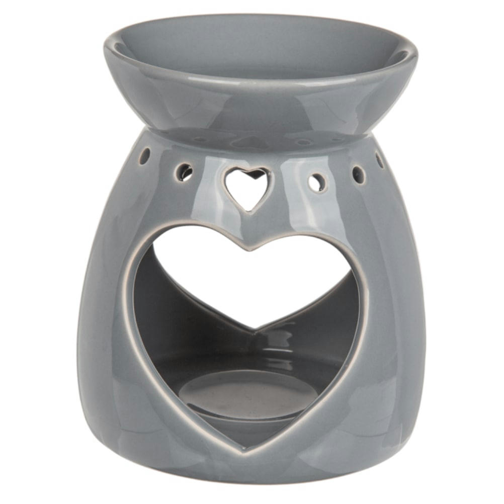- Brûle-Parfum Coeurs gris en céramique