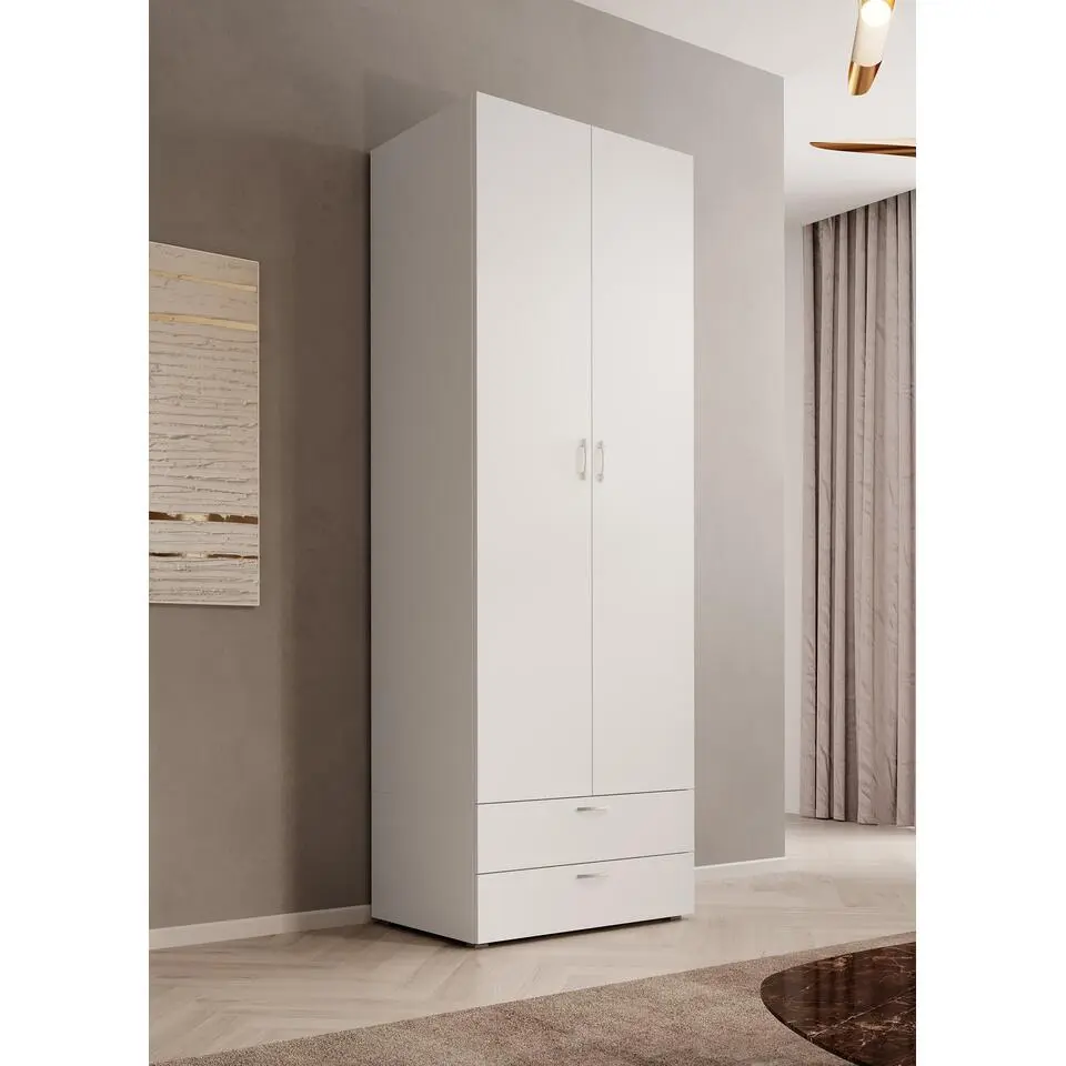 Meubella - Kledingkast Bernd - Wit - 74 cm - Met lades