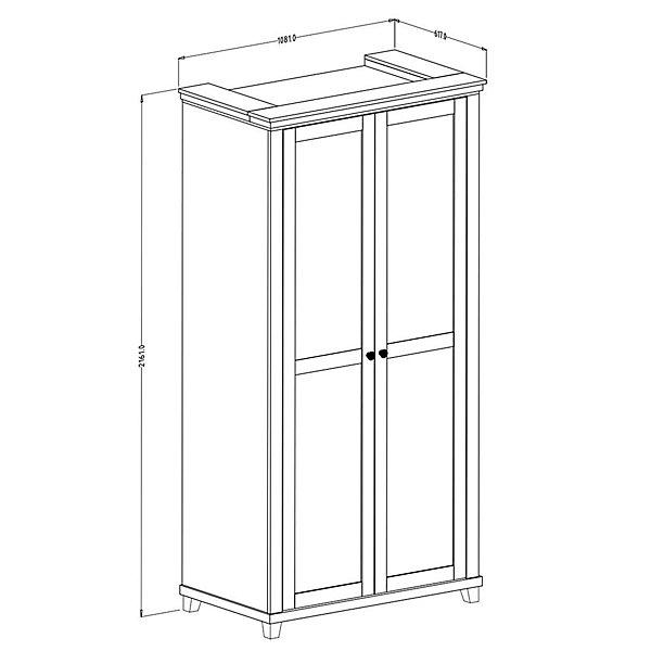 Armoire 110x220 avec 2 portes. Coloris vert et chene. Collection ASSIA