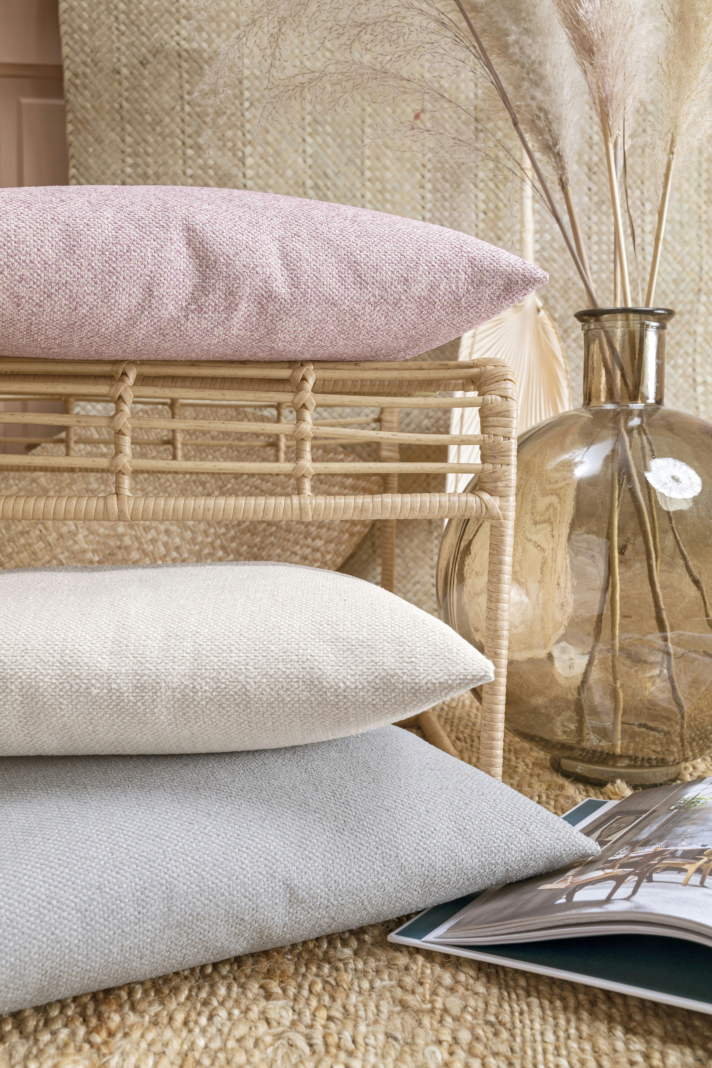 LEJA - Housses de coussin jacquard avec coton recyclé gris - 45x45