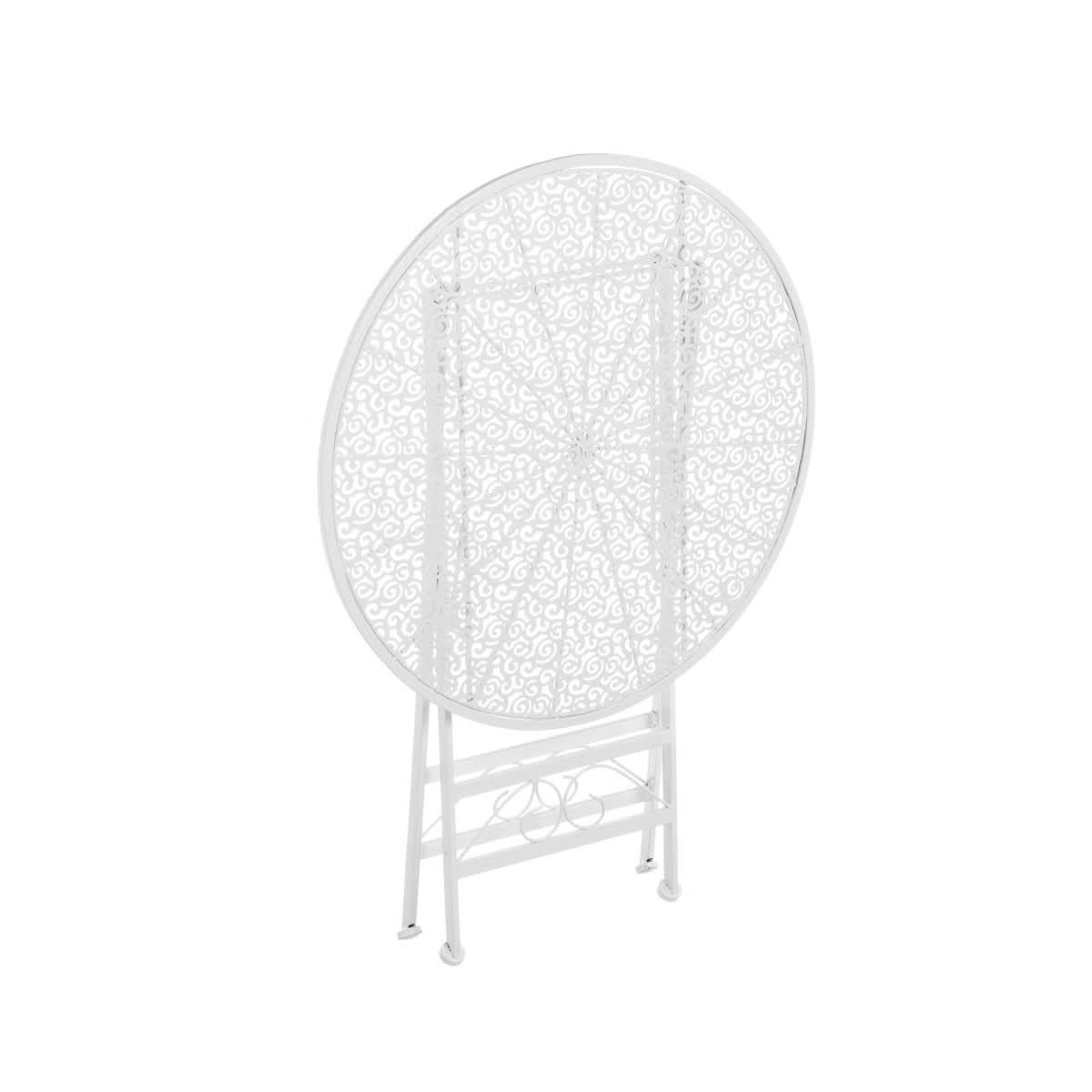 - Set table + 2 chaises de jardin pliable en métal blanc