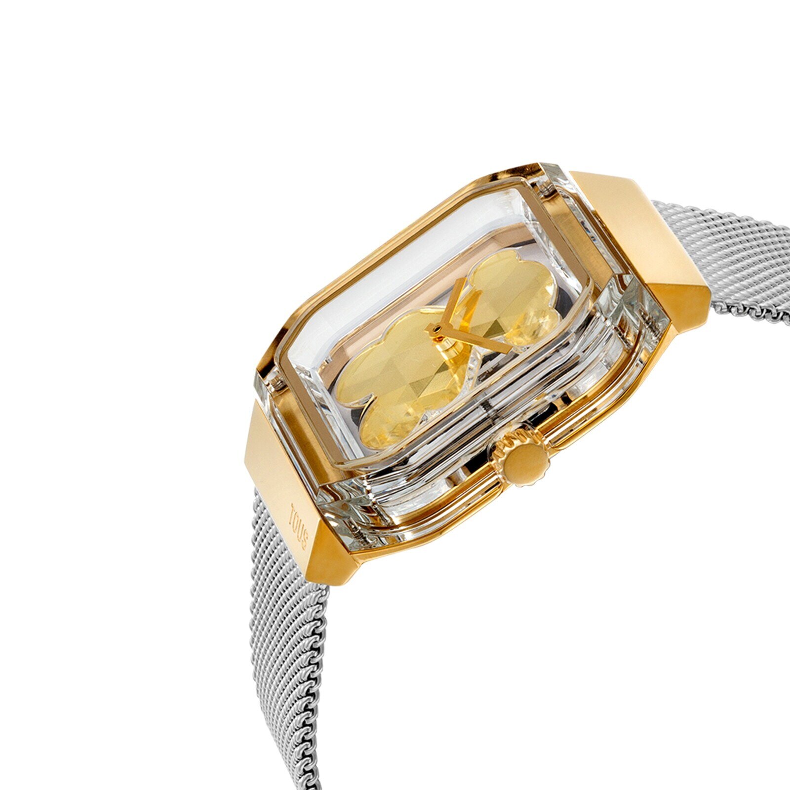 Reloj analógico con brazalete de acero y acero dorado D-Bear Party