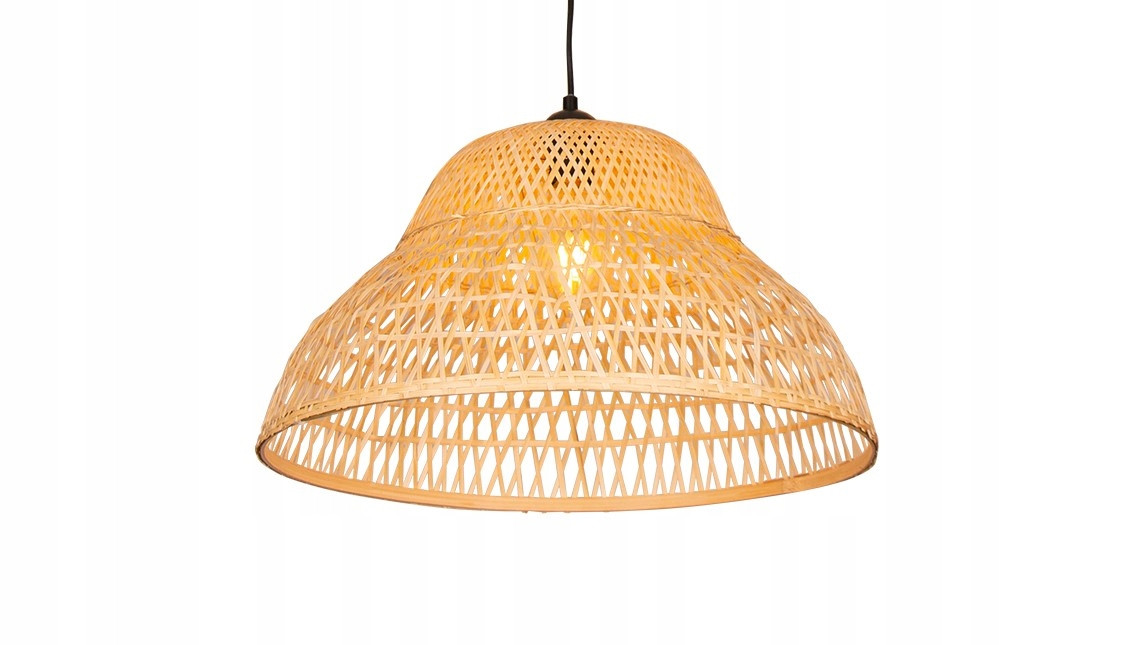 Lampa Sufitowa Wisząca Bambus BOHO Rattan Drewno Loft