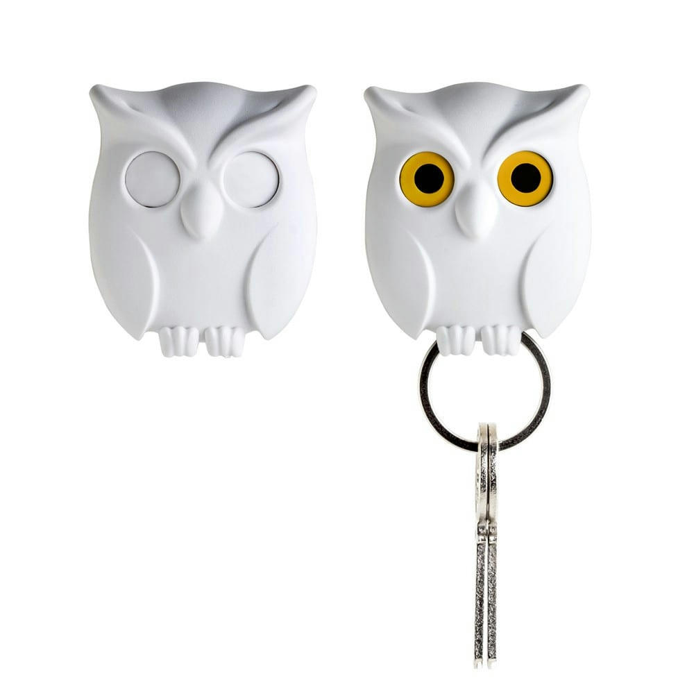 HIBOU - Accroche clés hibou blanc