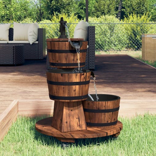 NNEVL Wheeled Water Fountain with Pump 55x55x80 cm Solid Wood Fir