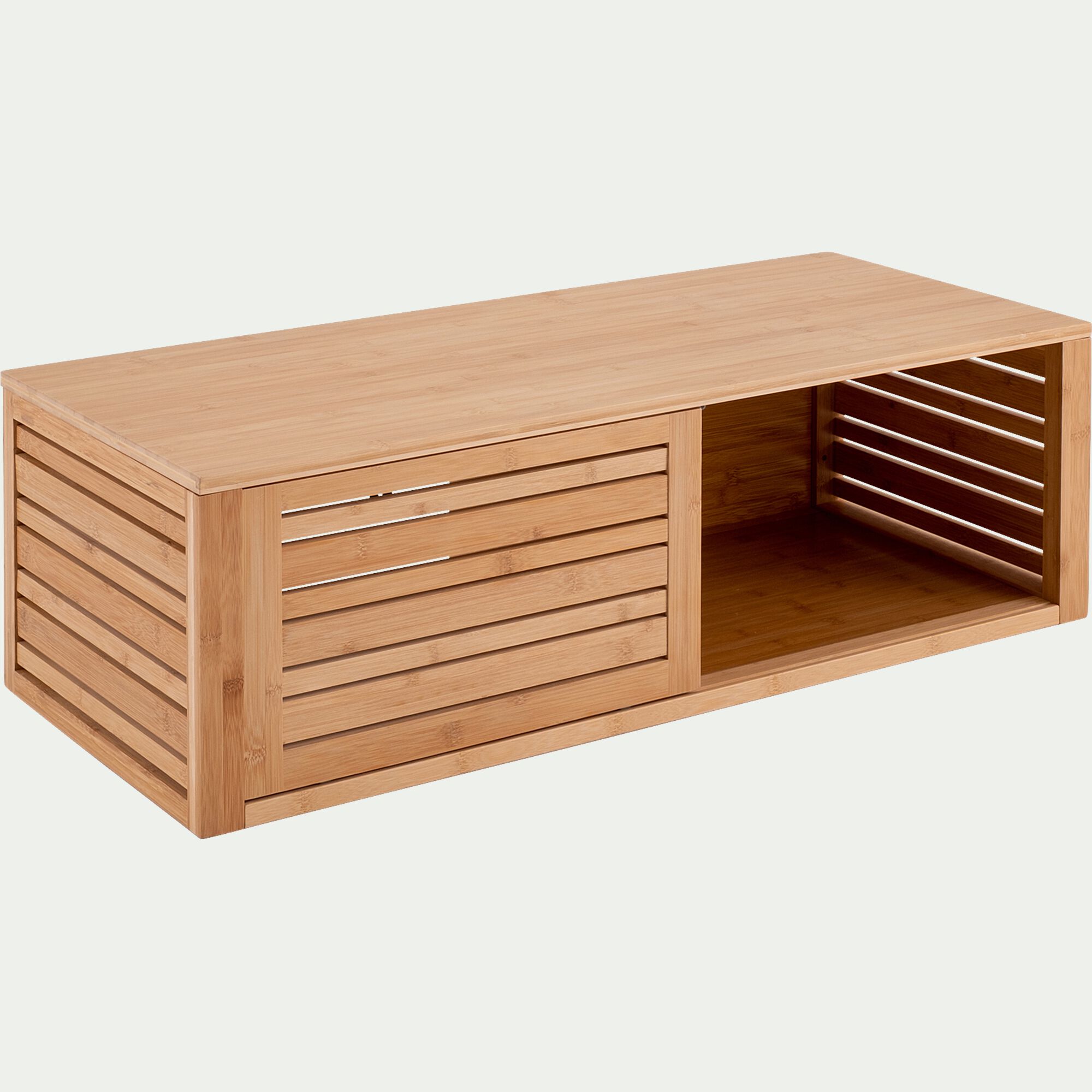 DANONG - Meuble sous vasque murale en bambou L95xl40xH30cm - bois clair