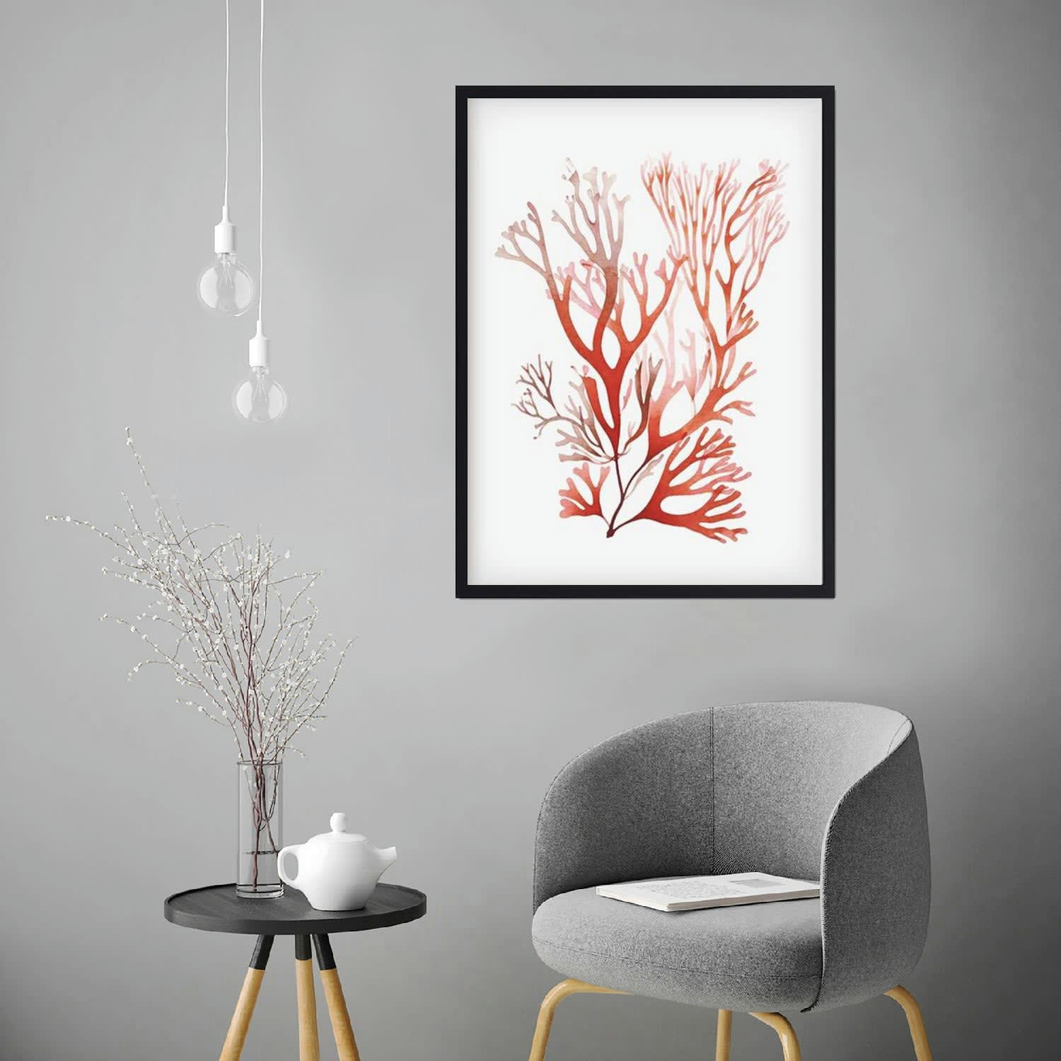 CORAL - Affiche avec cadre noir - Corail - 50x70