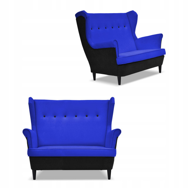 Sofa kanapa uszak ARI DUO skandynawska Family Meble czarno - niebieska