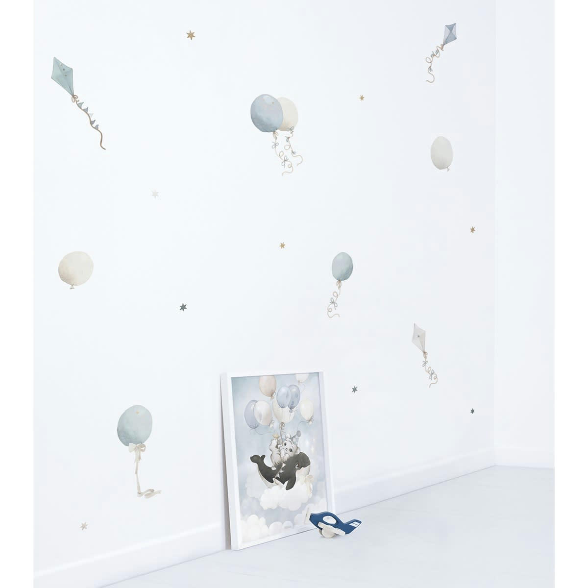 SELENE - Stickers muraux ballons et cerfs-volants en vinyle mat bleu