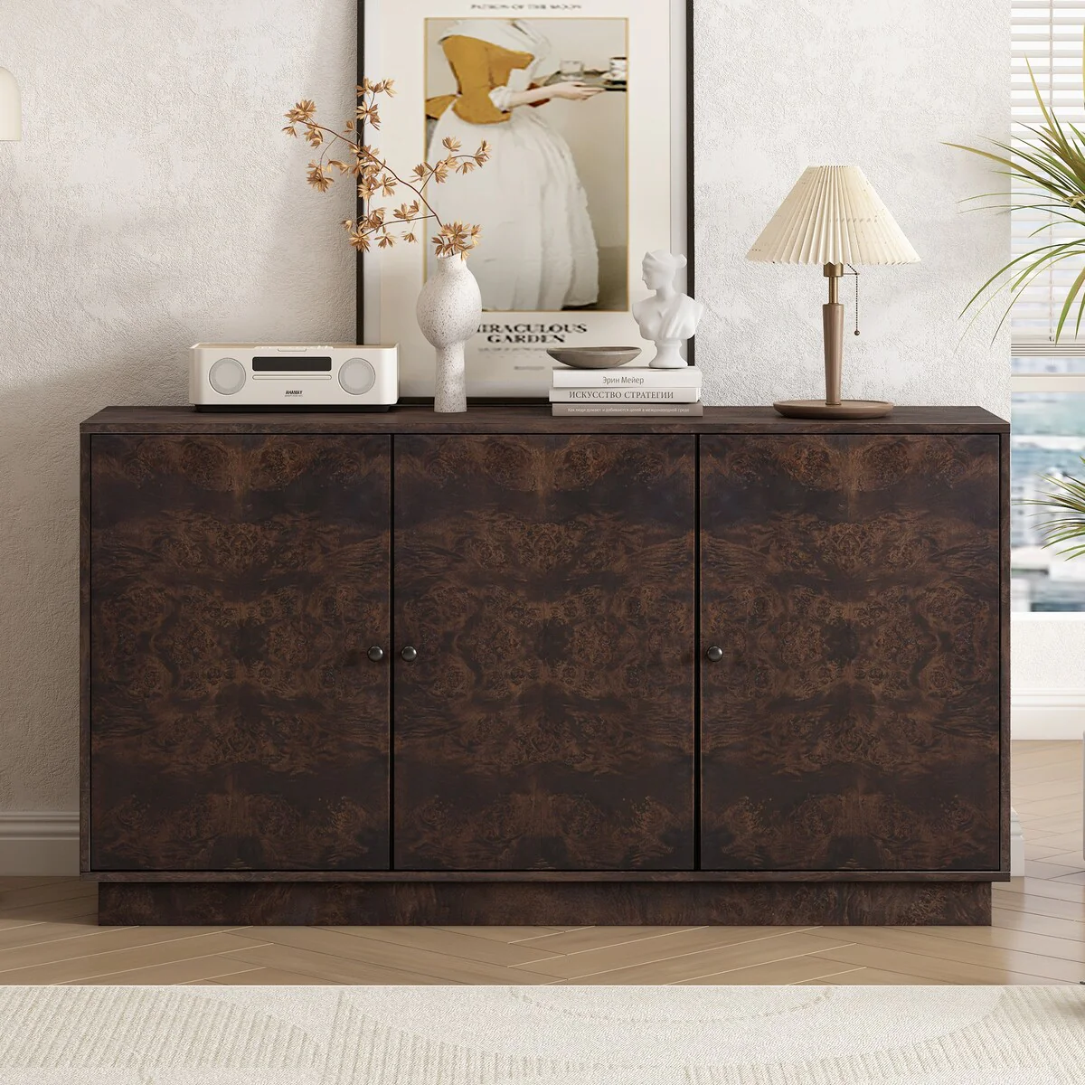MERAX Wood Pattern Storage Cabinet with Adjustable shelves