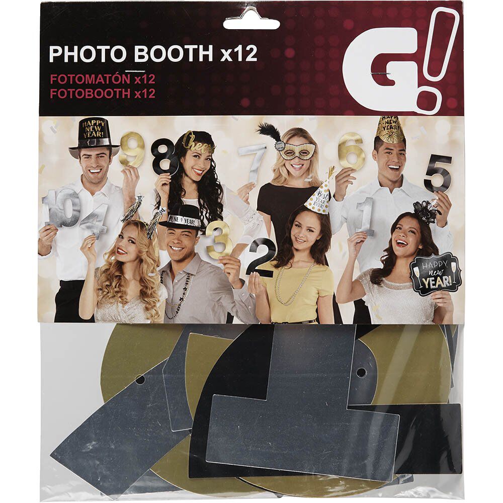 Kit photo booth nouvel an 12 pièces
