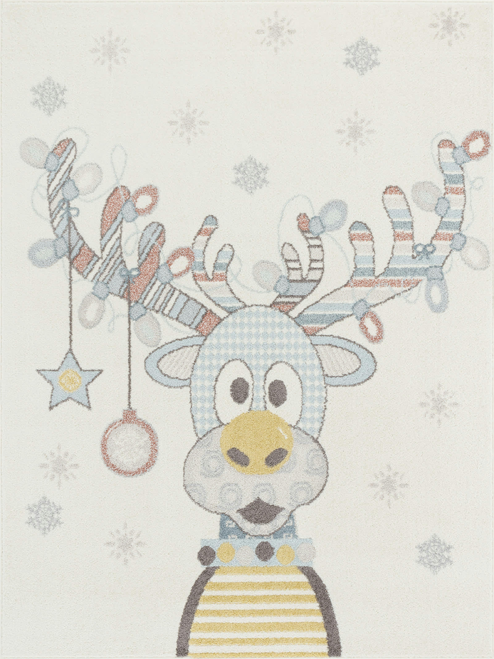 DINGO - Tapis Enfant Caribou Multicolore/Bleu 80x150