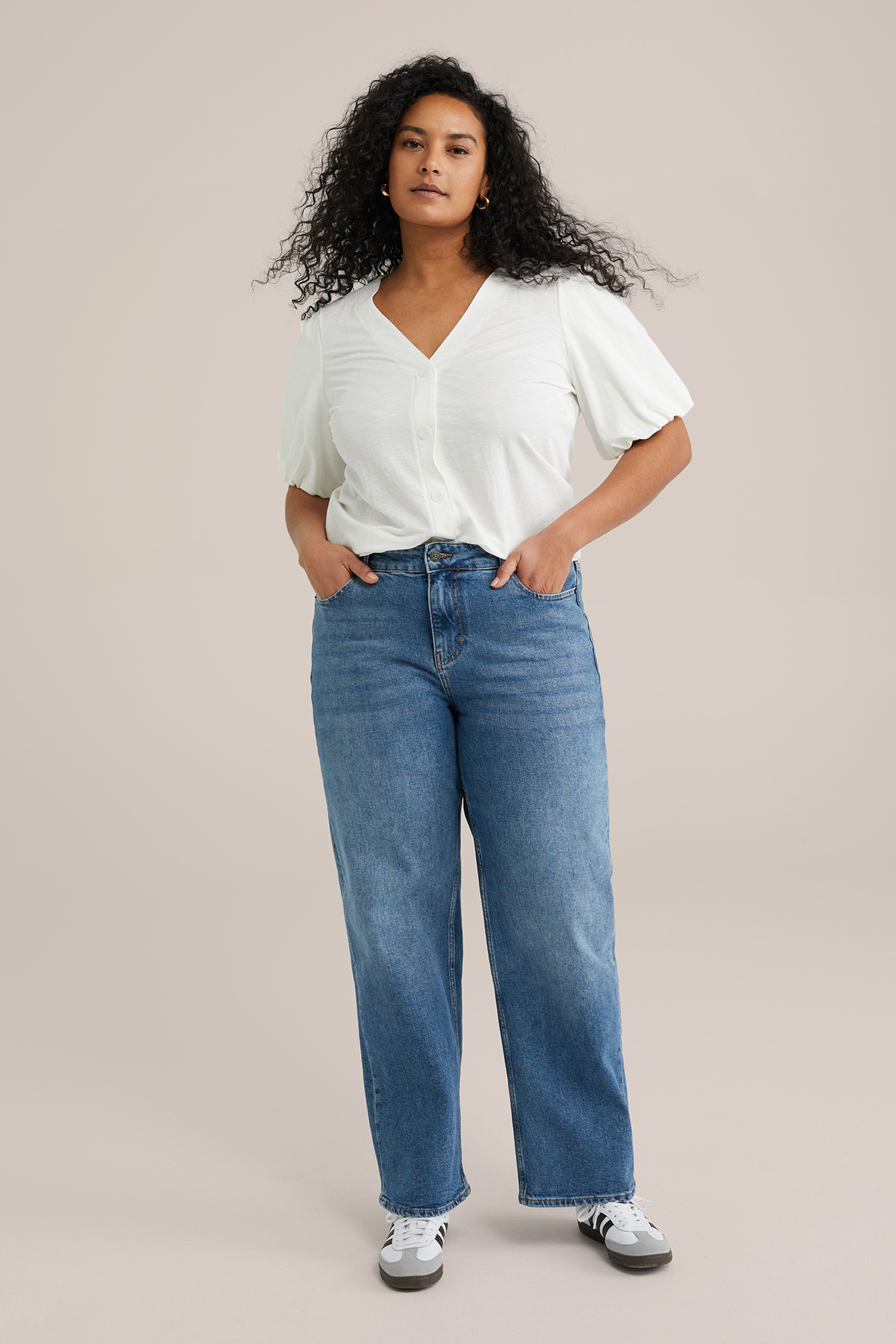 Dames Jersey top met ballonmouwen - Curve