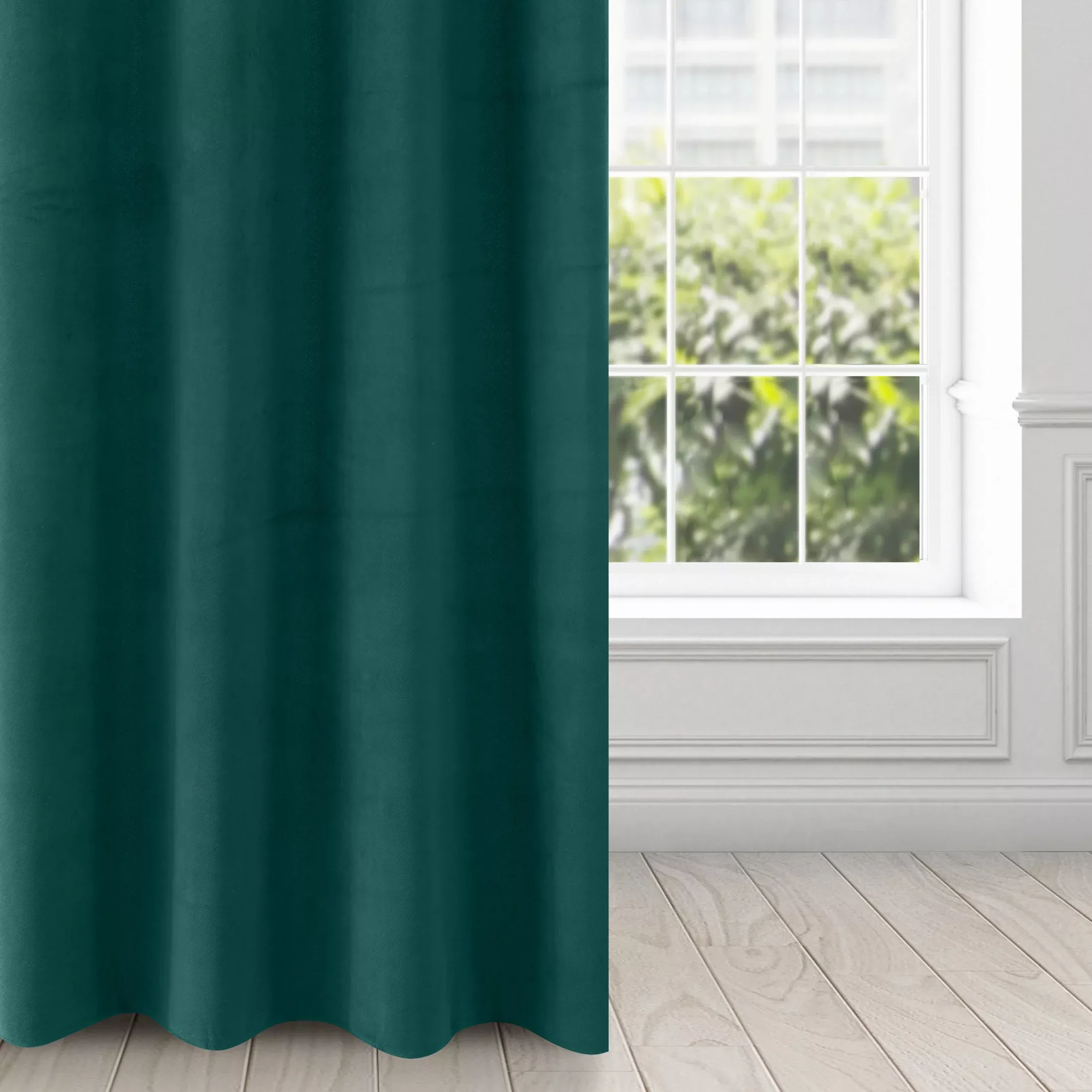 Zasłona ciemnozielona z matowego welwetu 140x250 cm przelotka - MILO